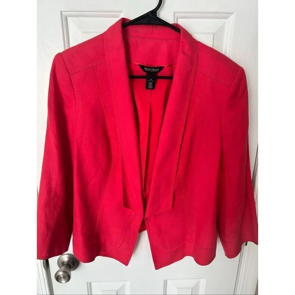 WHBM Salmon Colored Linen Blazer size 14 stylish work attire work blazer jacket